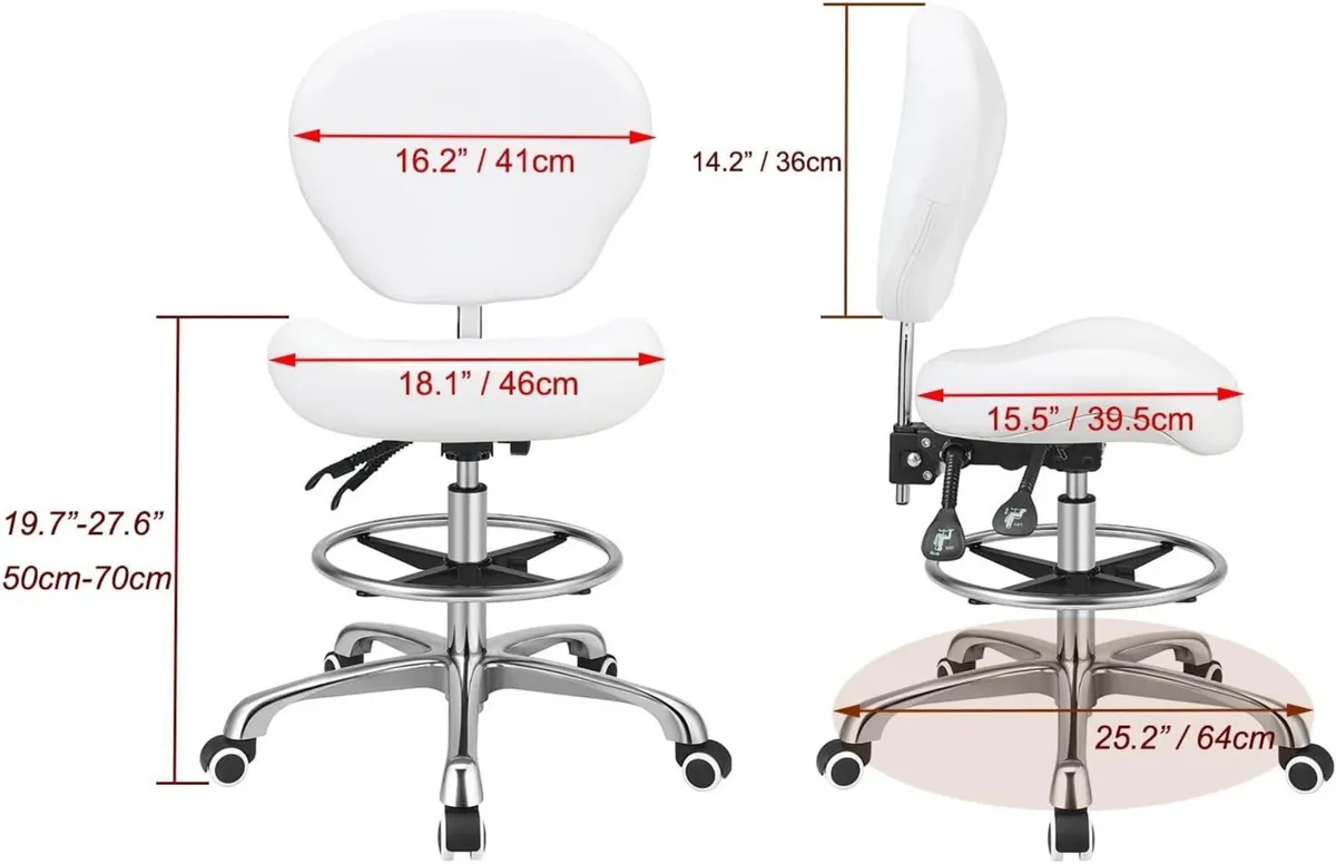 Adjustable Stools Drafting Chair with Backrest - Image 3