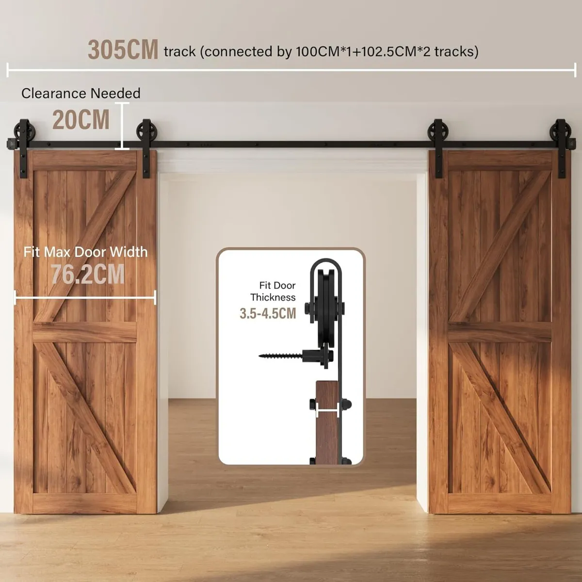10FT Sliding Door Track Wardrobe Barn Kit - Image 3