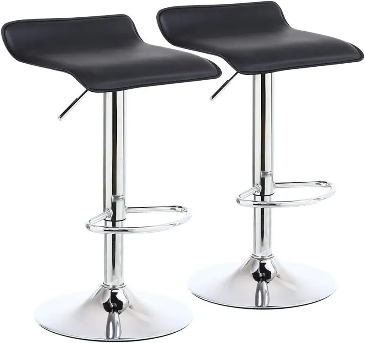 2 X Square Bar Stools PU Leather Swivel - Image 1