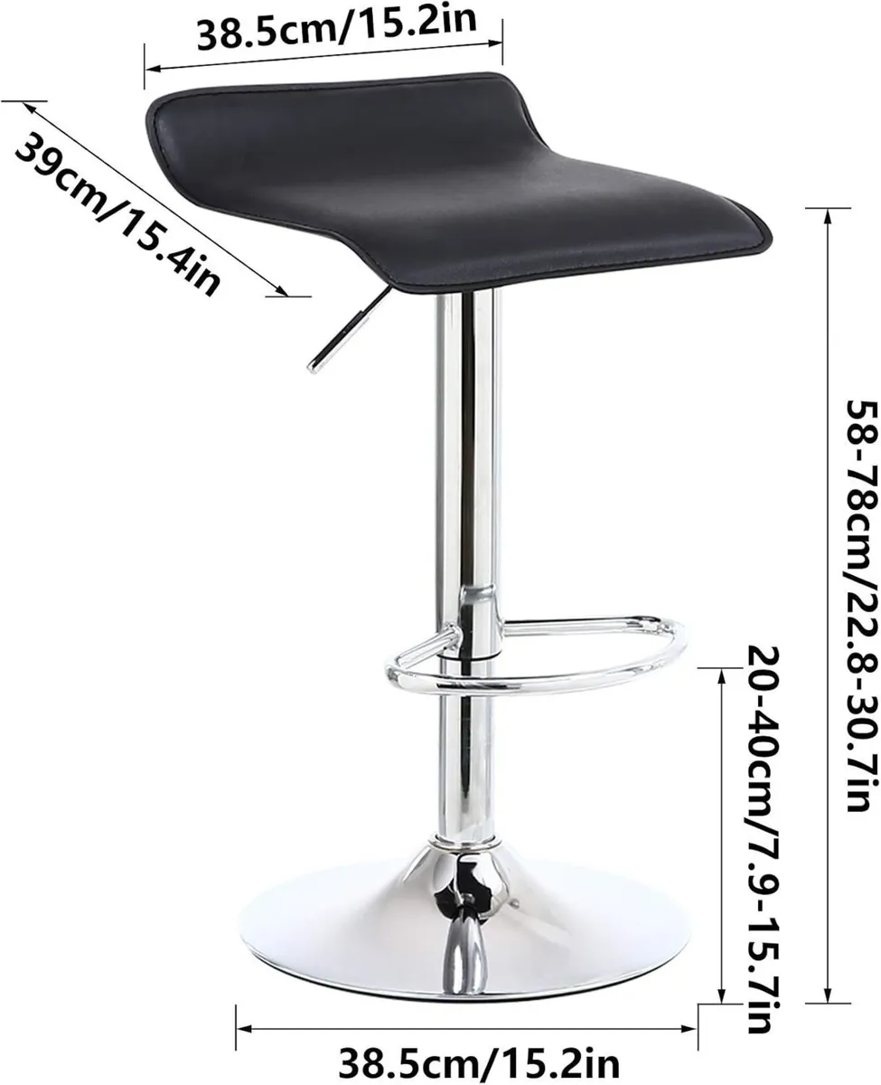 2 X Square Bar Stools PU Leather Swivel - Image 3