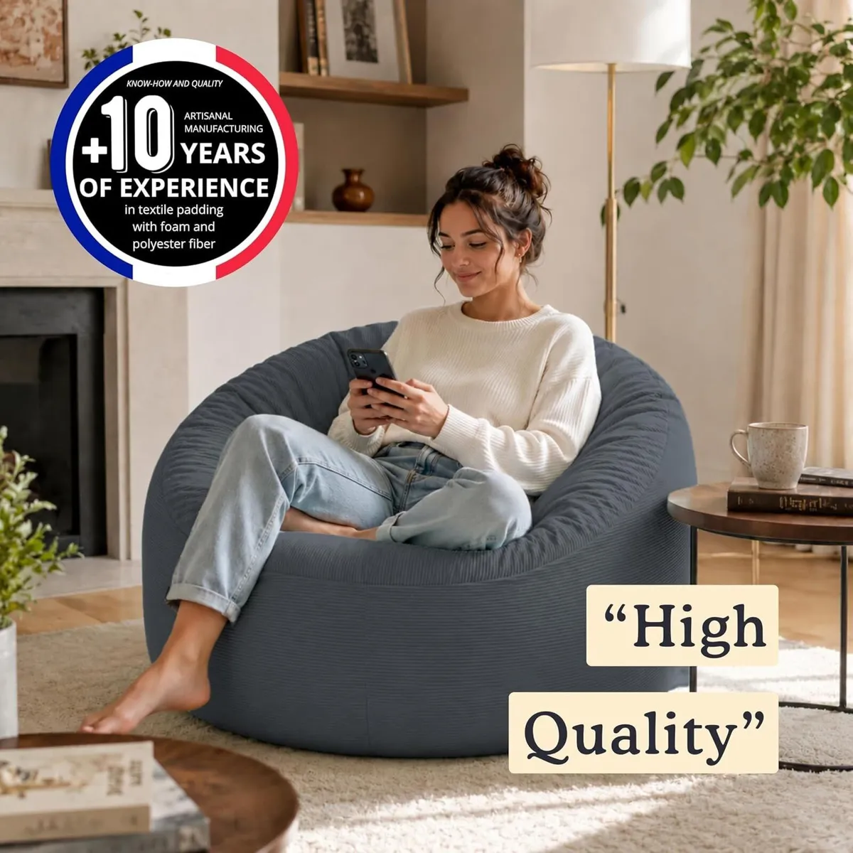 Bean Bag Chair Adult Soft Elegant Fine - Image 3