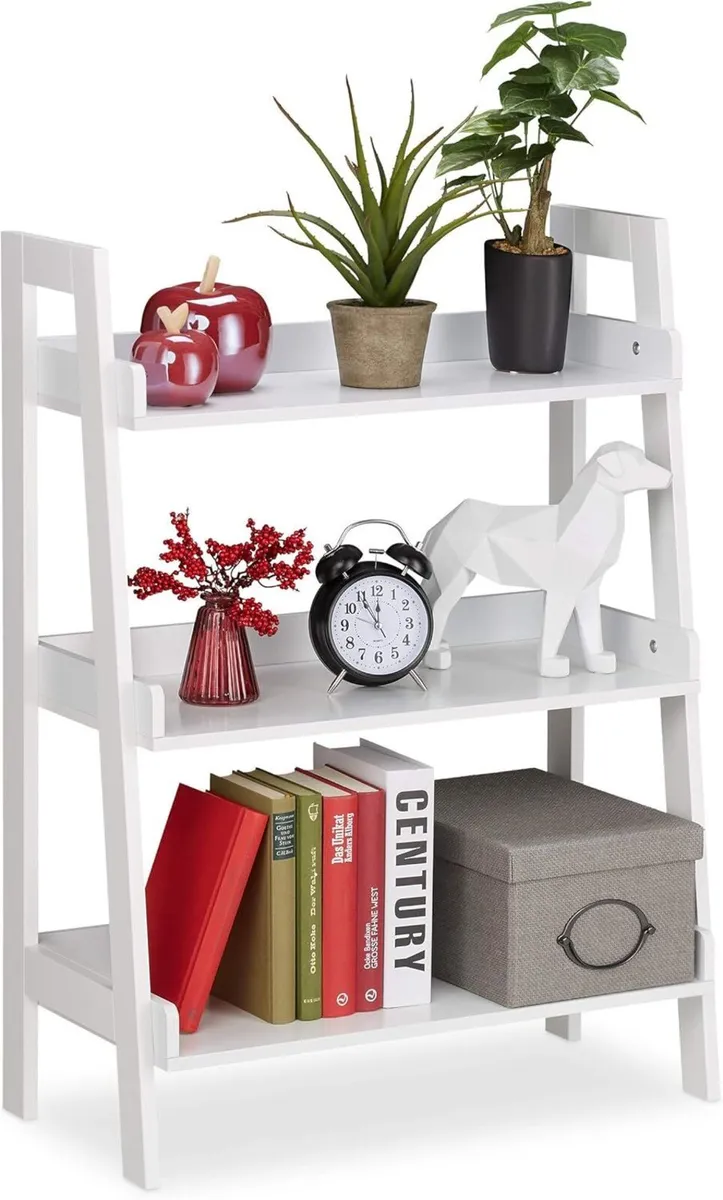 Shelving Unit 3 Levels Ladder Shelf for Decoration - Image 1