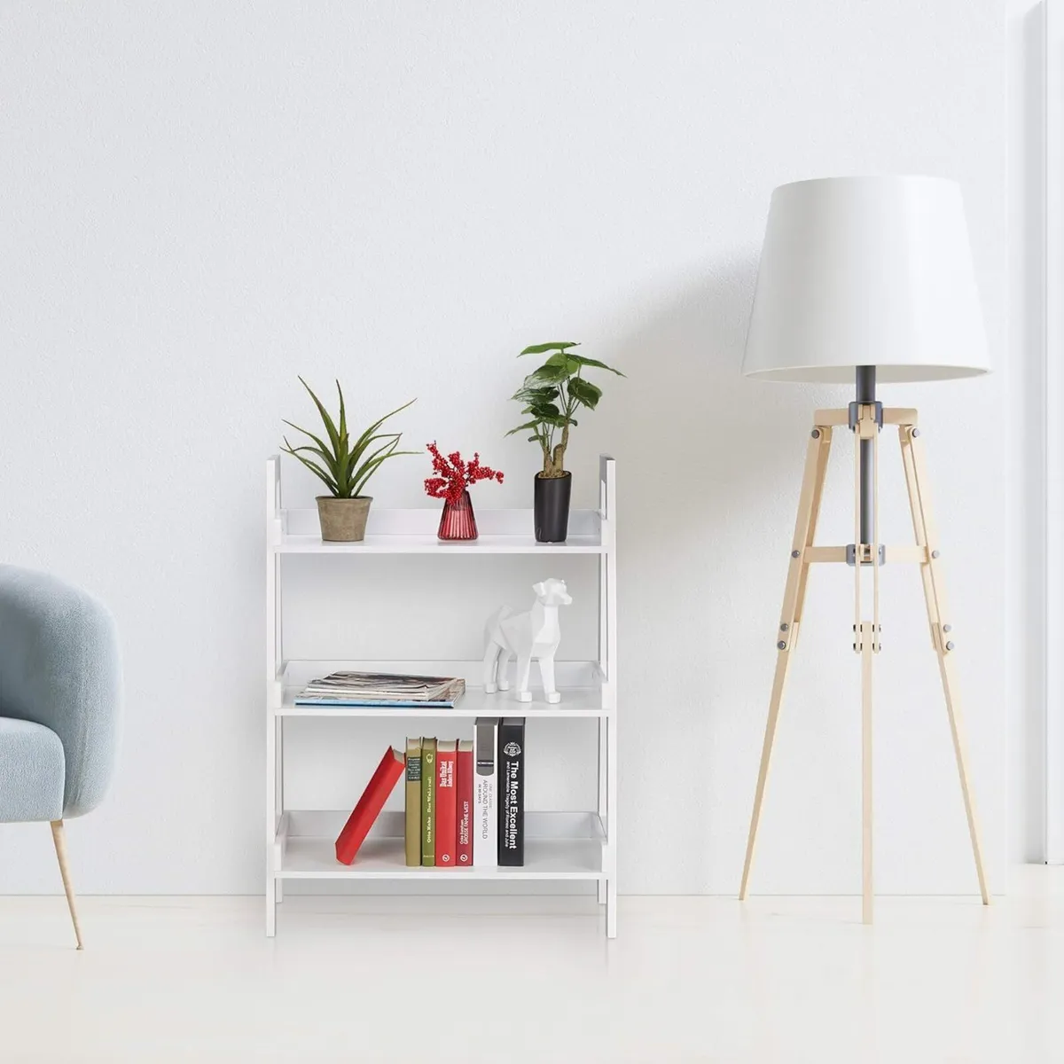 Shelving Unit 3 Levels Ladder Shelf for Decoration - Image 2