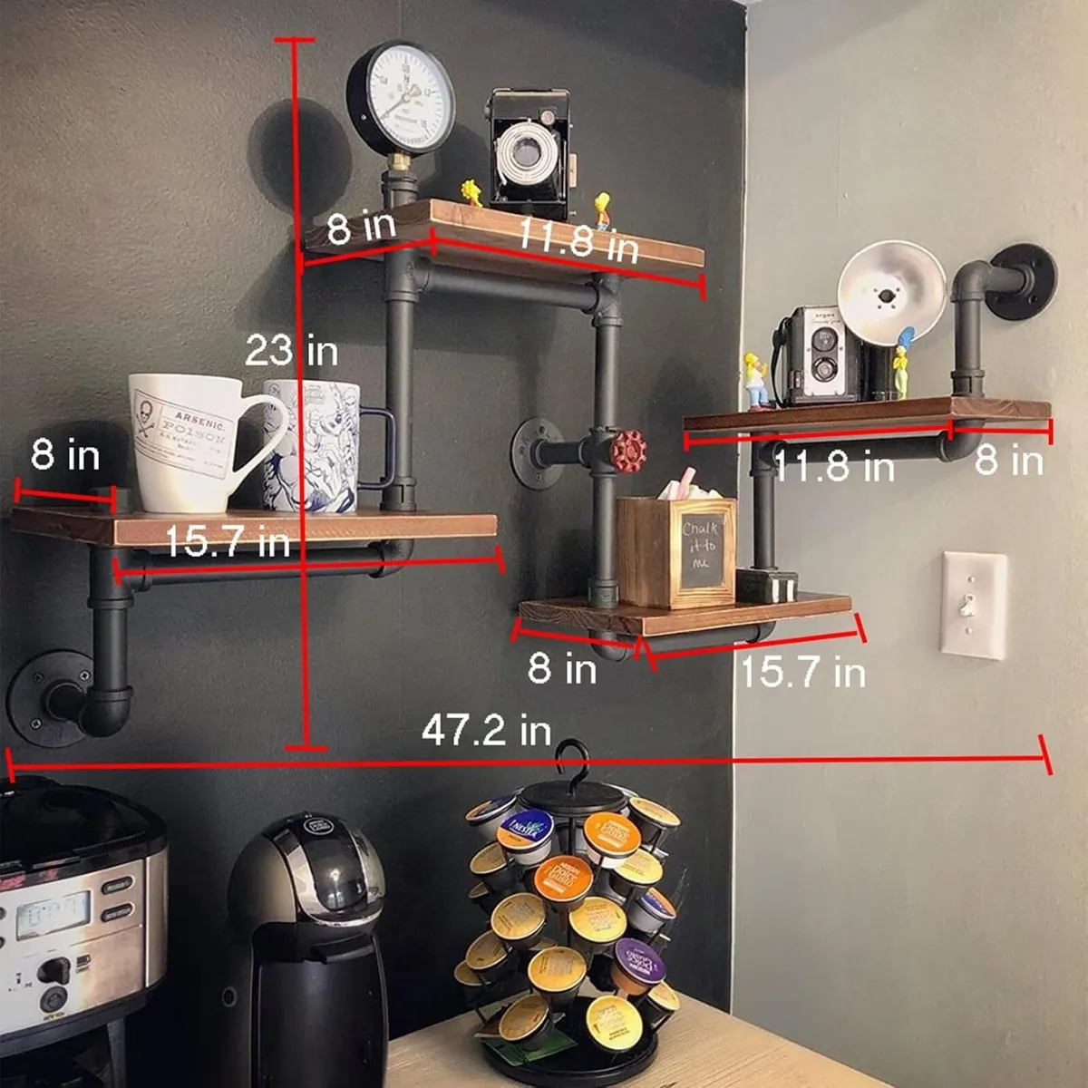 Industrial Rustic Modern Wood Ladder Pipe Wall - Image 2