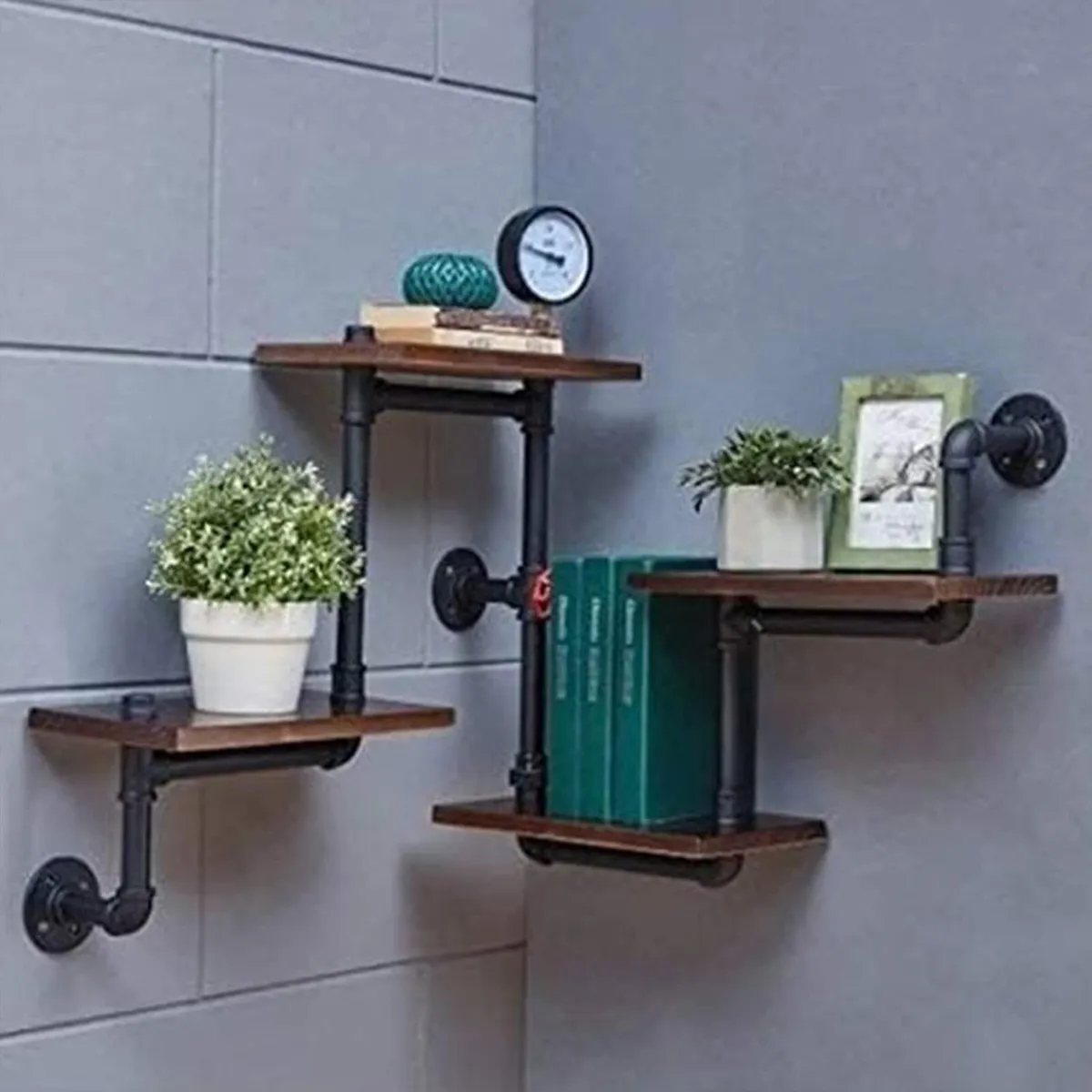 Industrial Rustic Modern Wood Ladder Pipe Wall - Image 3