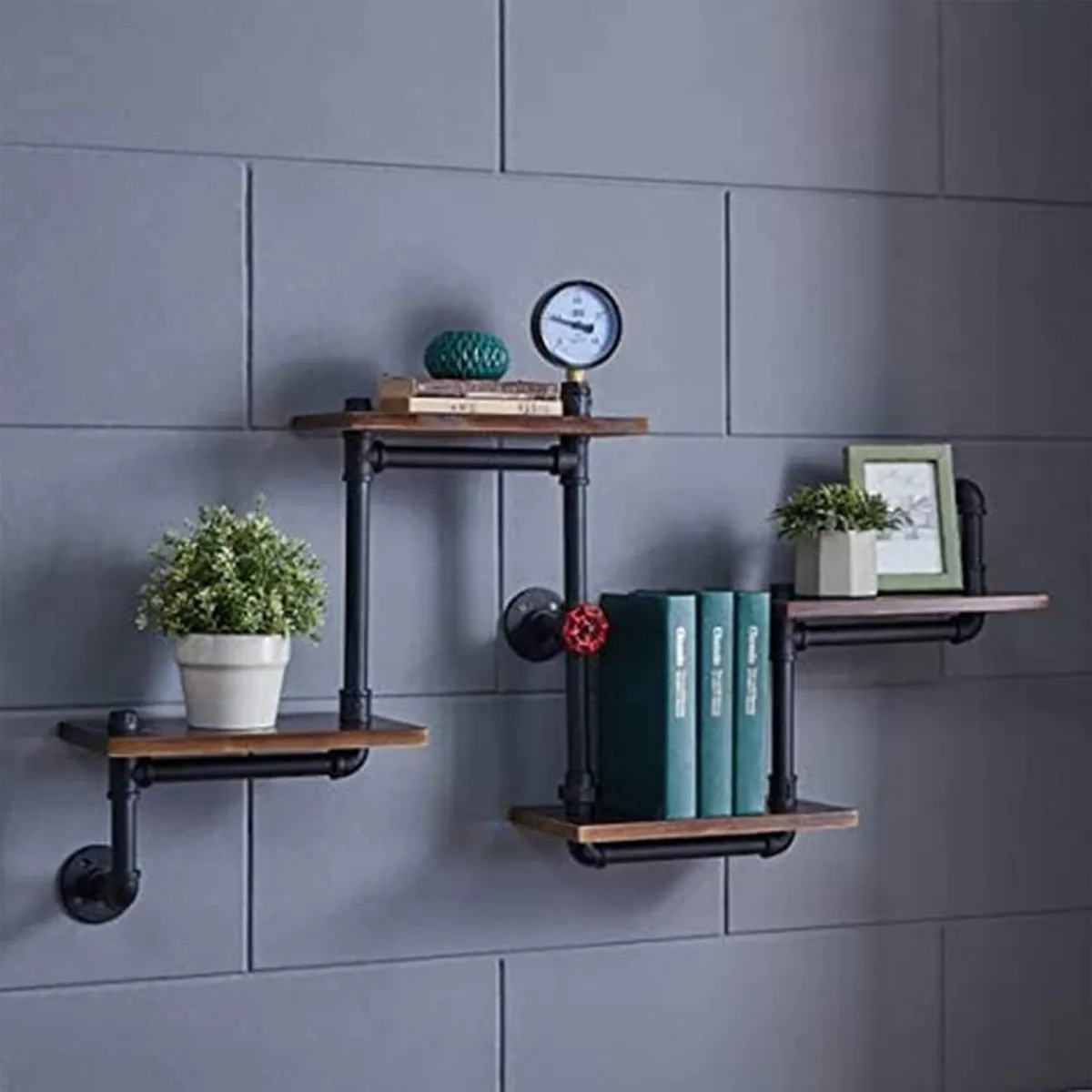 Industrial Rustic Modern Wood Ladder Pipe Wall - Image 4