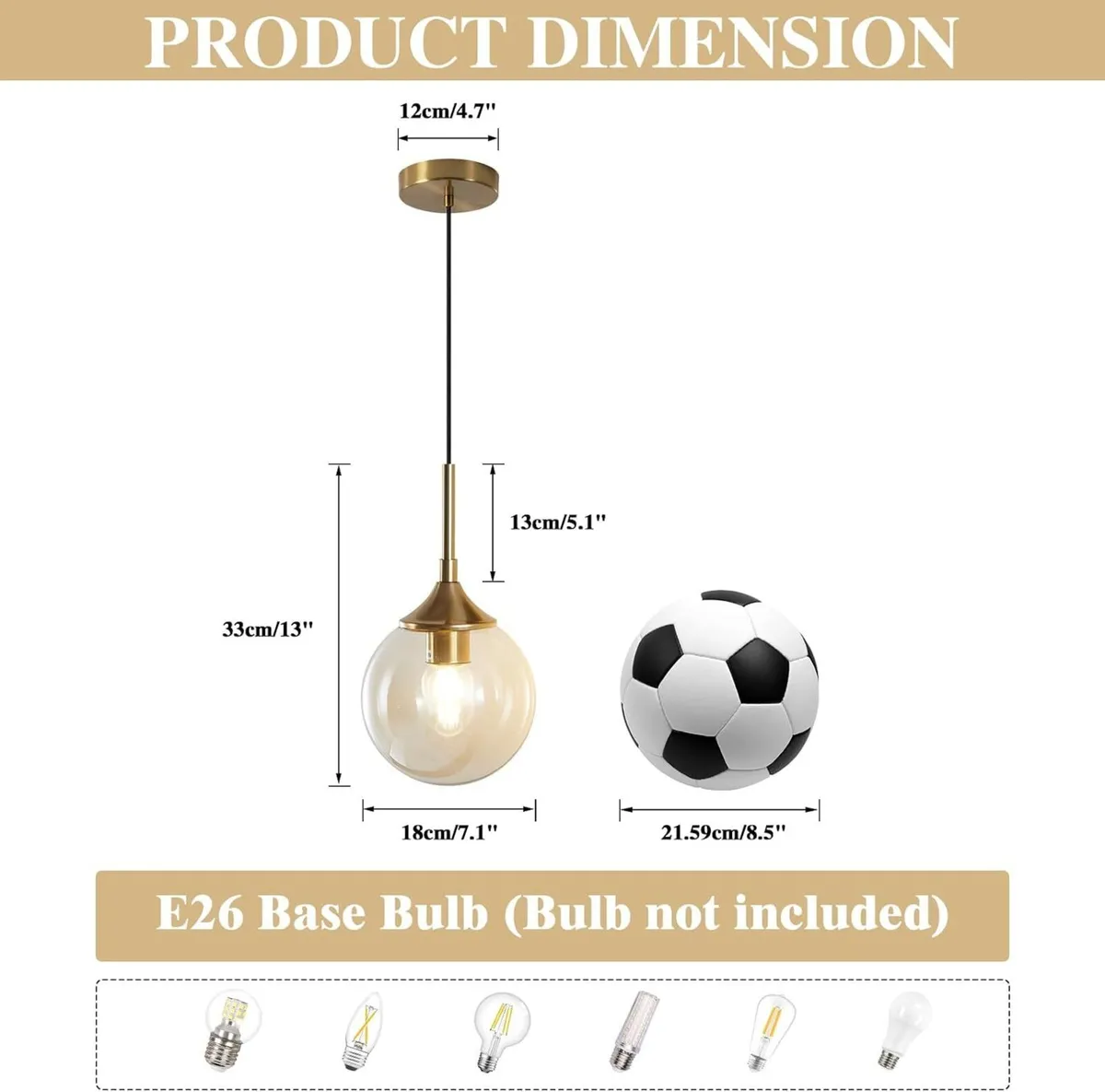 Lighting 7.1”mid-Century Modern Amber Glass Globe - Image 2