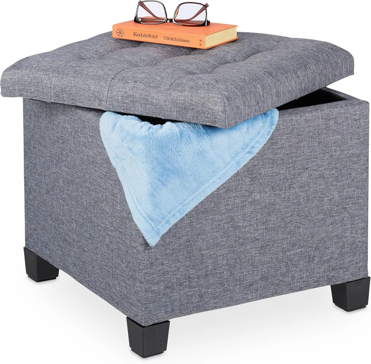Seat Stool with Storage Space Ottoman Foam Padding - Image 1