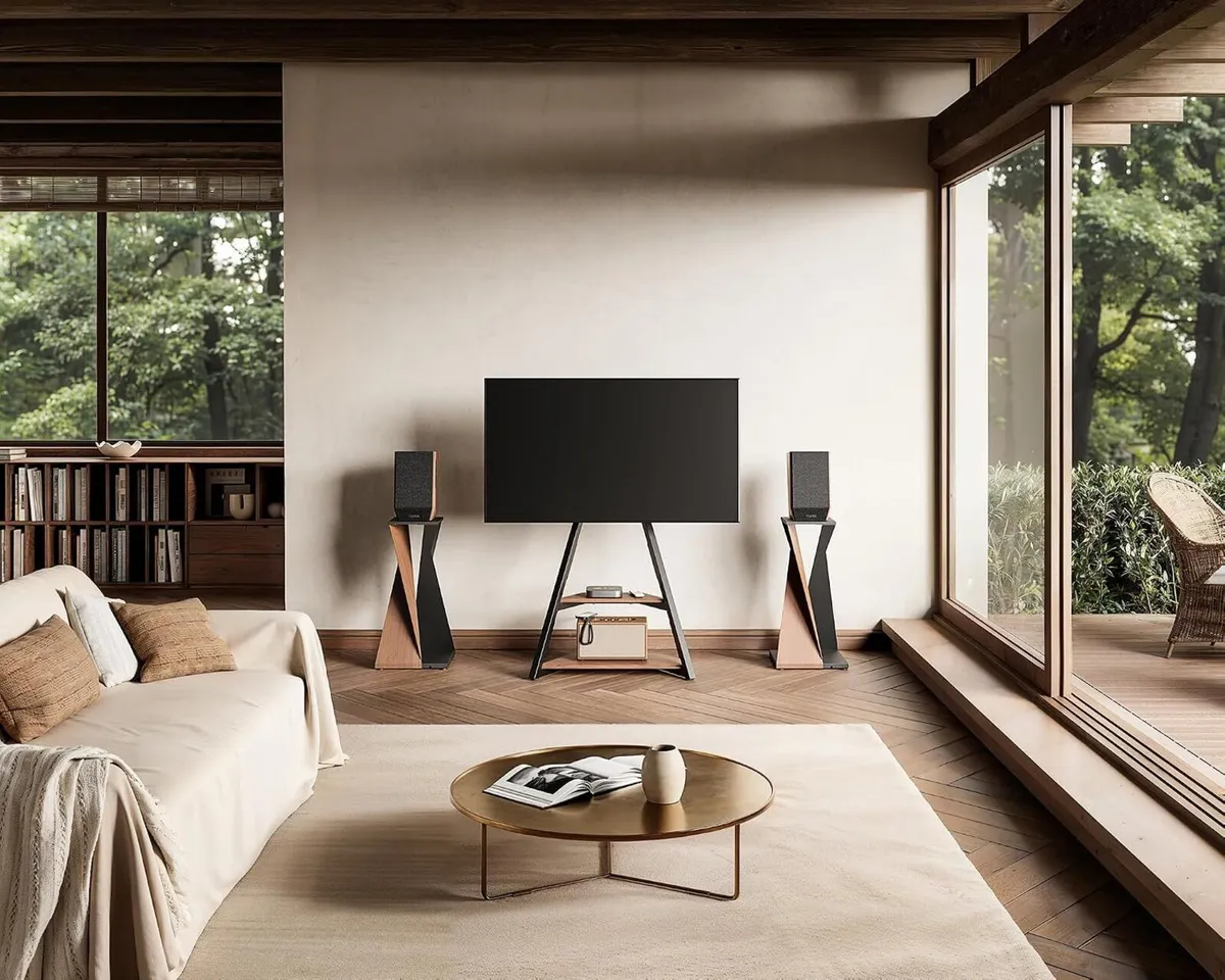 Mobile TV Stand on Wheels with 2 Shelves - Image 2