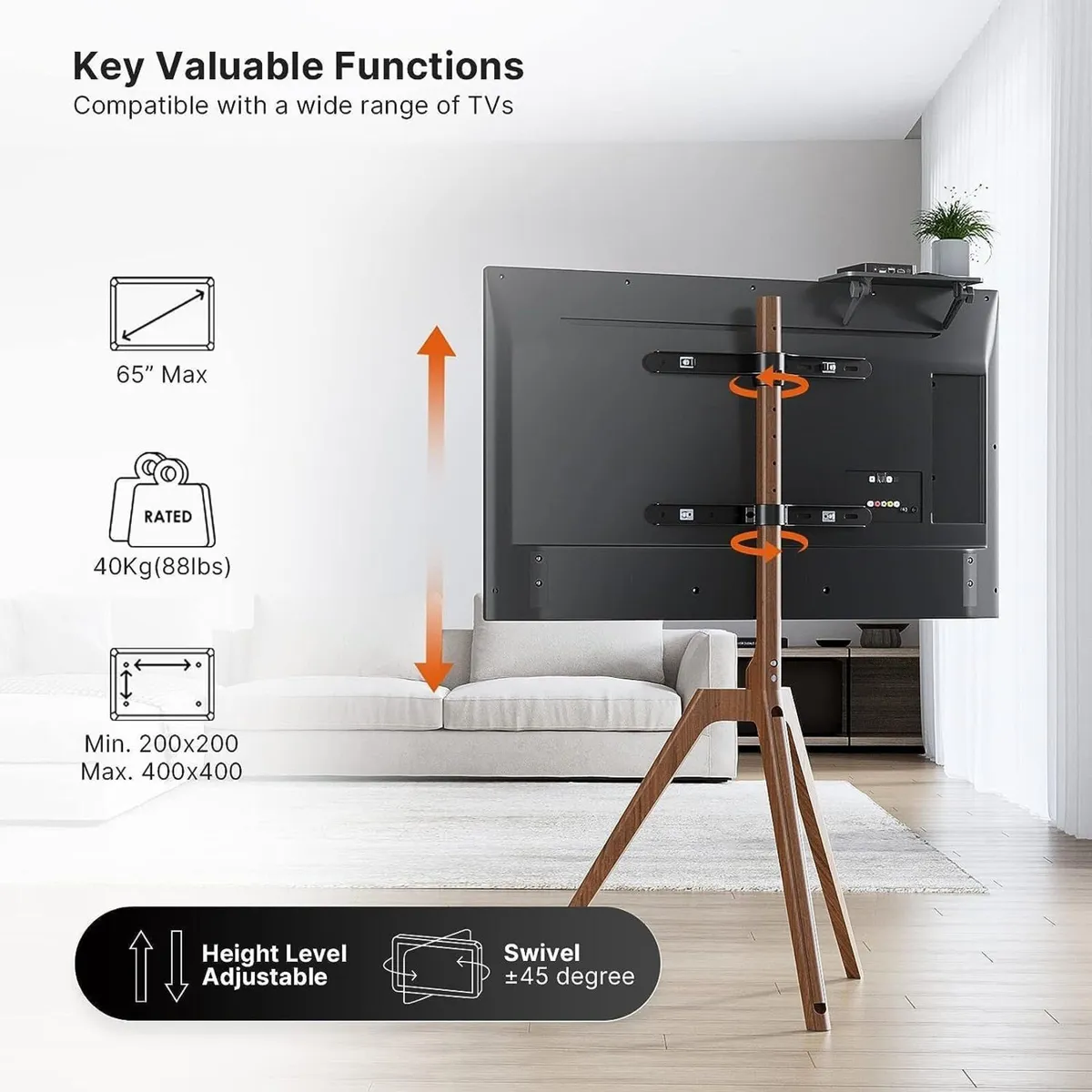 Easel TV Stand Tripod for Universal 45-65 Inch - Image 4