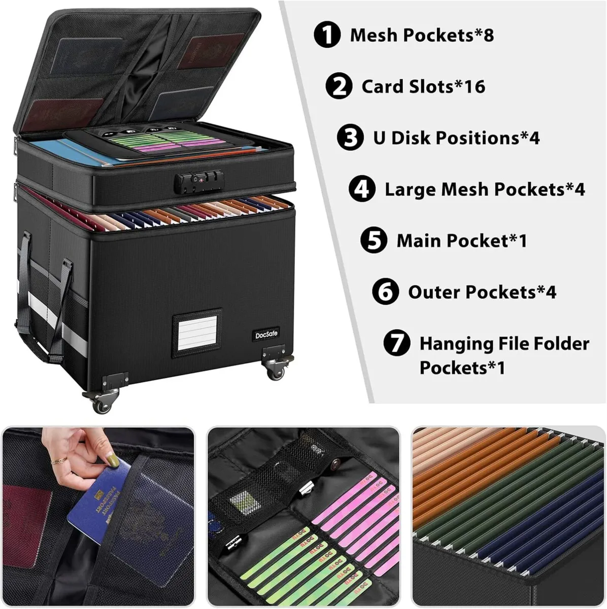 File Box with Lock Multi-Layer Fireproof Document - Image 3