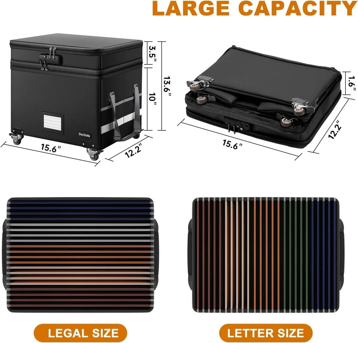 File Box with Lock Multi-Layer Fireproof Document - Image 2