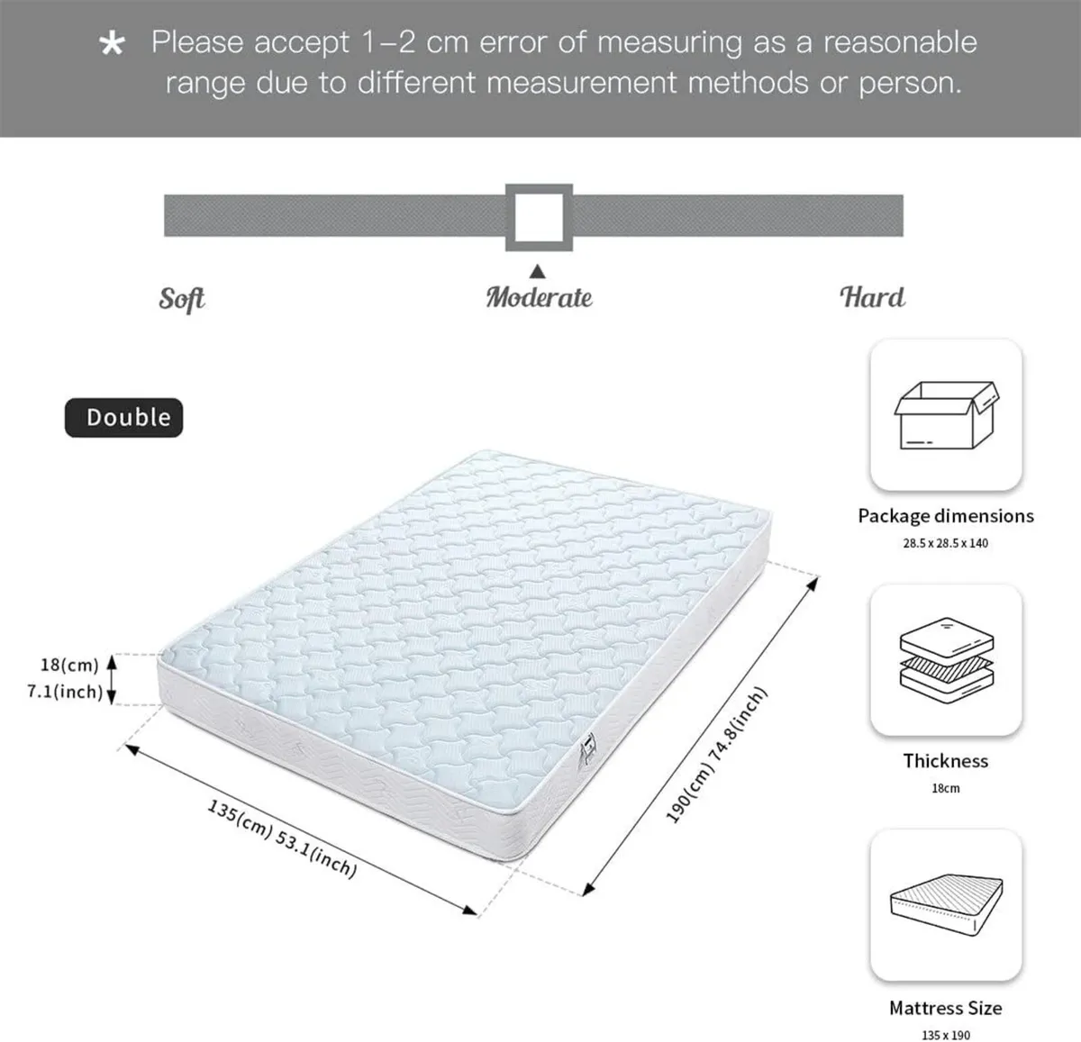 Mattress Hybrid Sprung Memory Foam 7-Inch Medium - Image 3