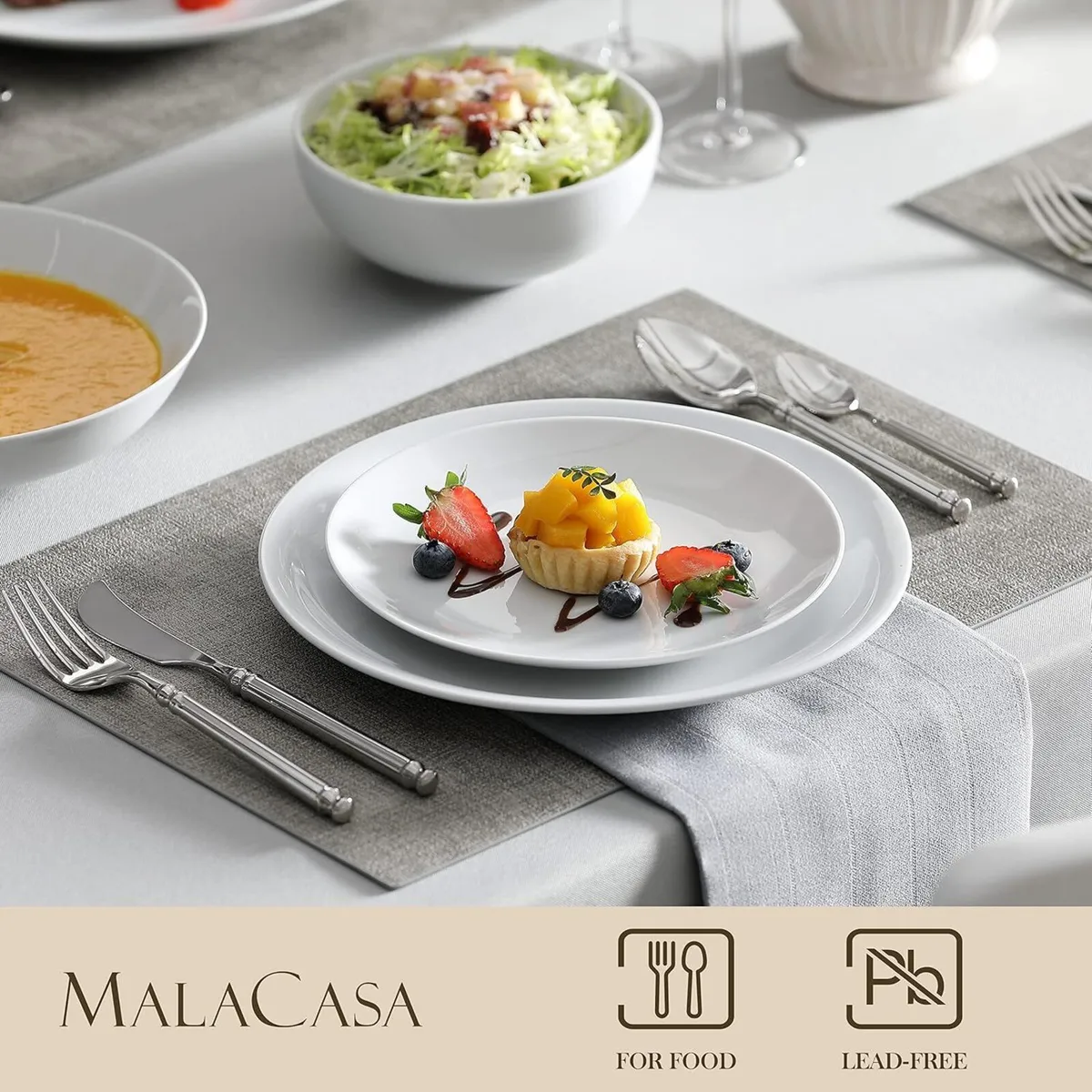 Dinner Sets 24-Piece Porcelain Plates and Bowls - Image 3