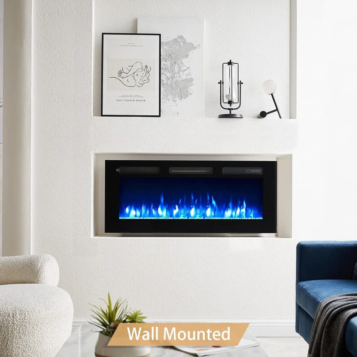 36" Wall Mounted Electric Fireplace Wilton with 2 - Image 2