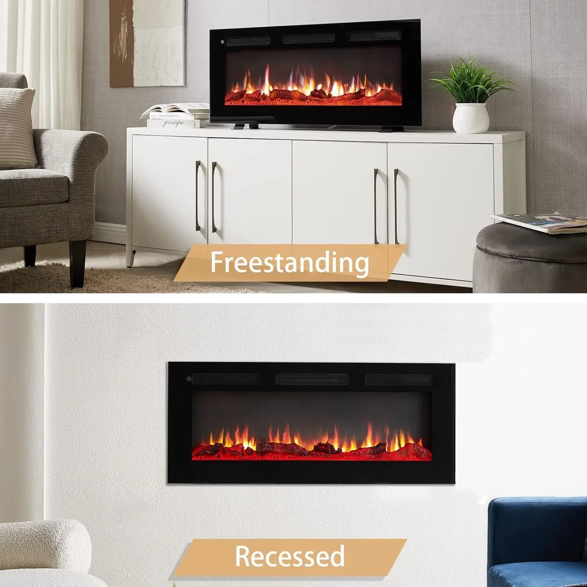 36" Wall Mounted Electric Fireplace Wilton with 2 - Image 3