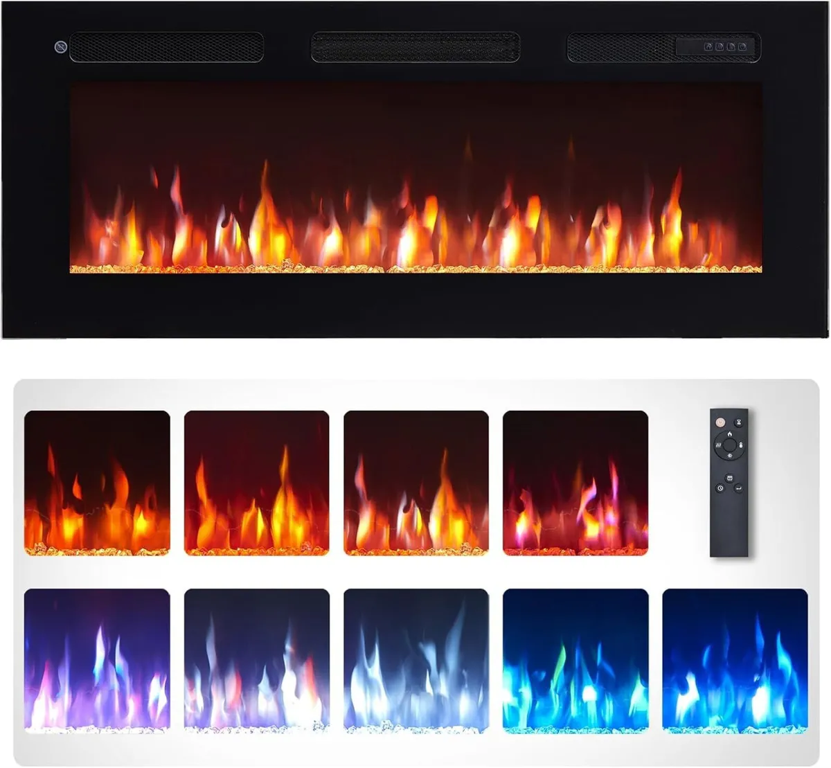 36" Wall Mounted Electric Fireplace Wilton with 2 - Image 1