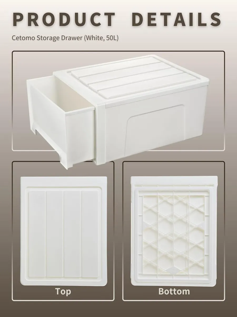 50lx3 Plastic Storage Drawers Unit Office Desk - Image 4