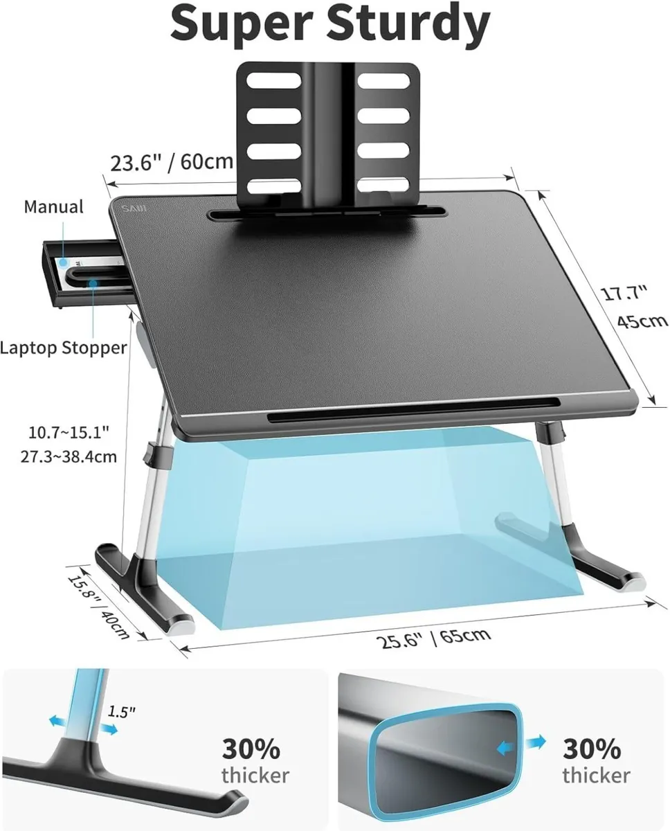 Laptop Bed Tray Desk X-Large Adjustable Table - Image 2