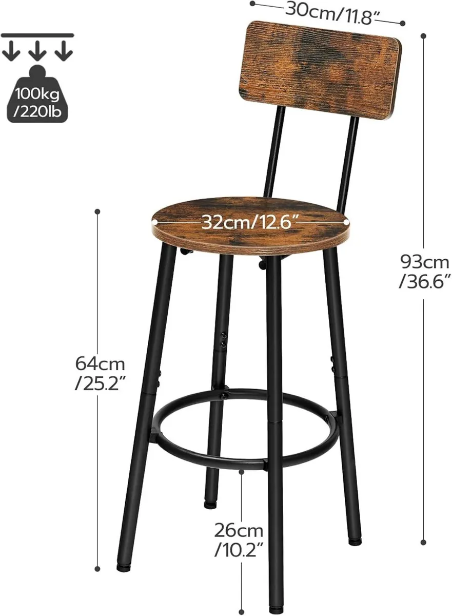 Bar Stools Breakfast Kitchen with Backs - Image 3
