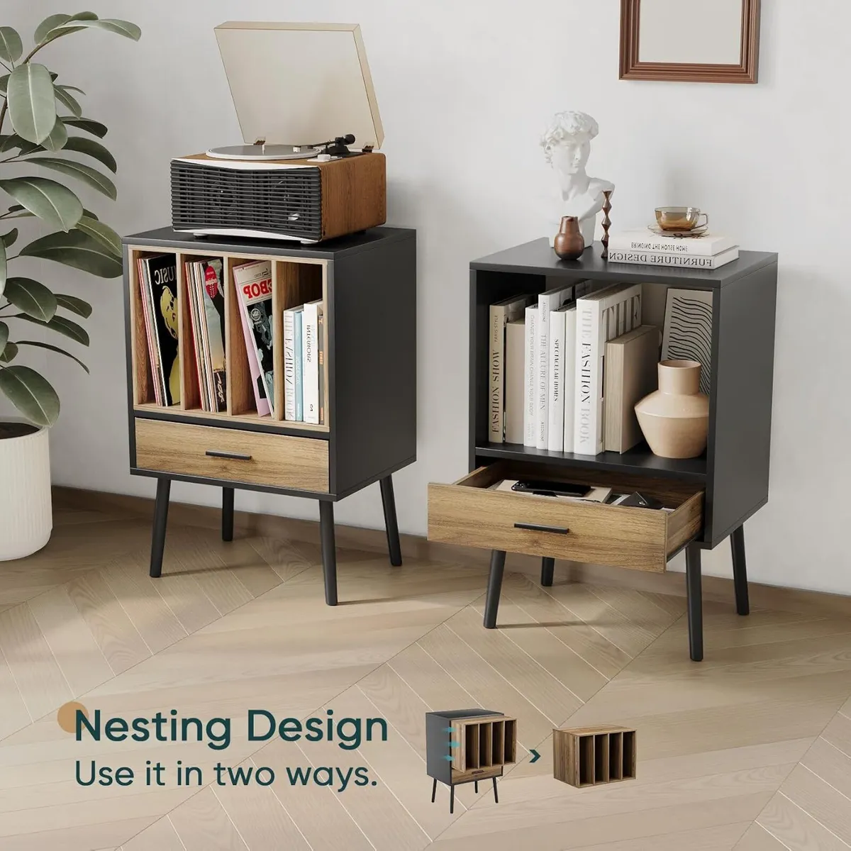 Record Player Stand with Nesting Vinyl Storage - Image 2
