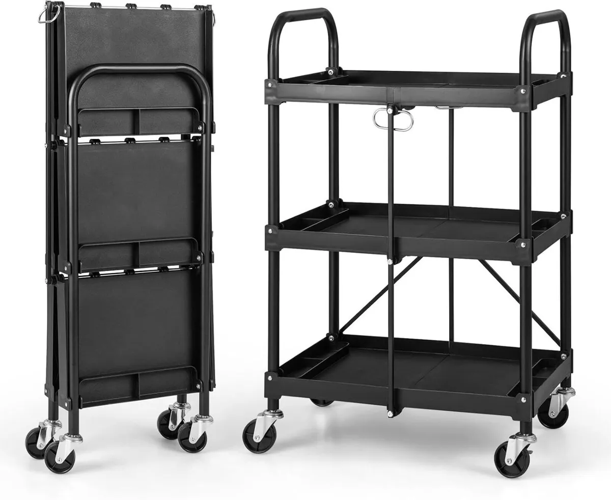 3-Tier Folding Tool Trolley Metal Frame Service - Image 1