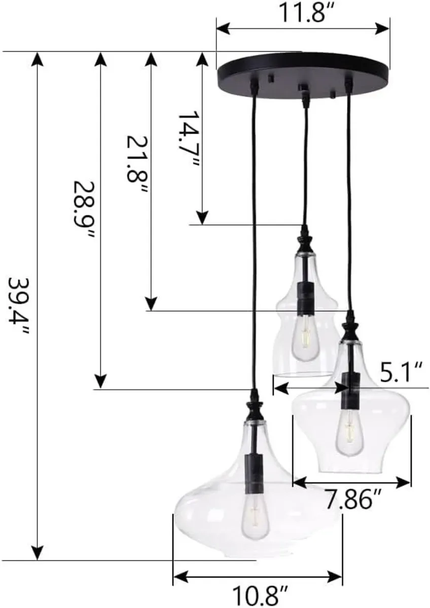 Glass Pendant Chandelier for Dining Room Hanging - Image 2