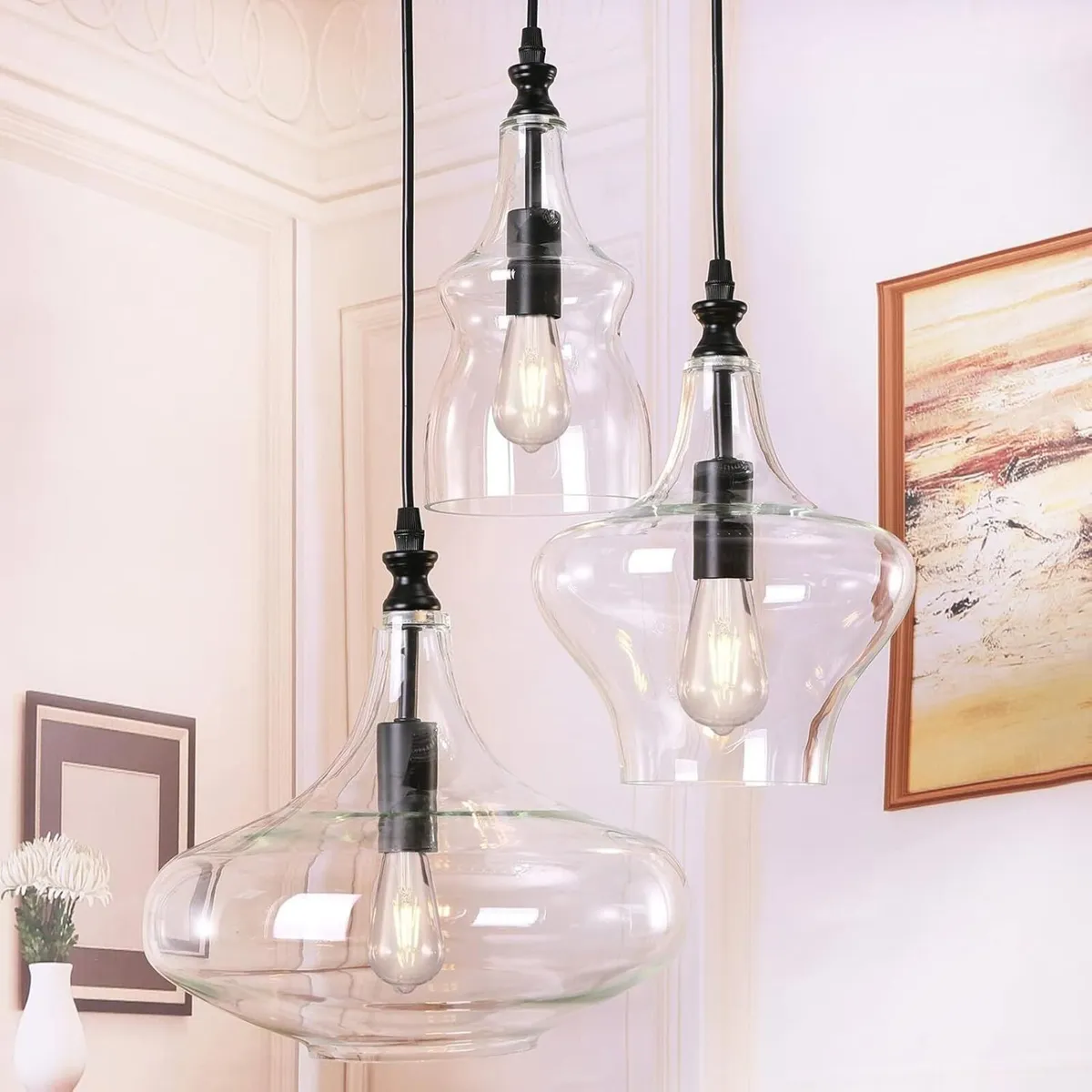 Glass Pendant Chandelier for Dining Room Hanging - Image 1