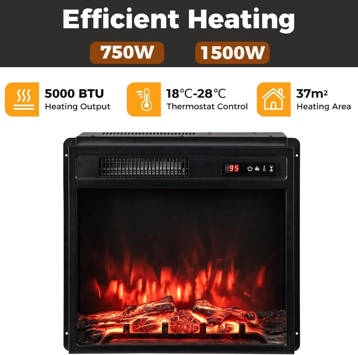 Recessed Electric Fireplace Insert Fire Heater - Image 2