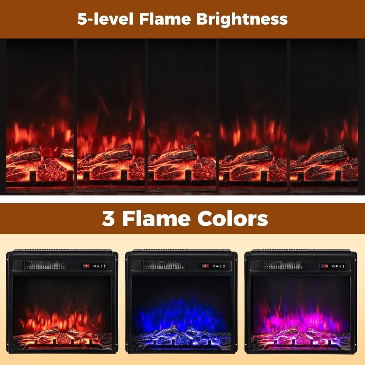Recessed Electric Fireplace Insert Fire Heater - Image 3