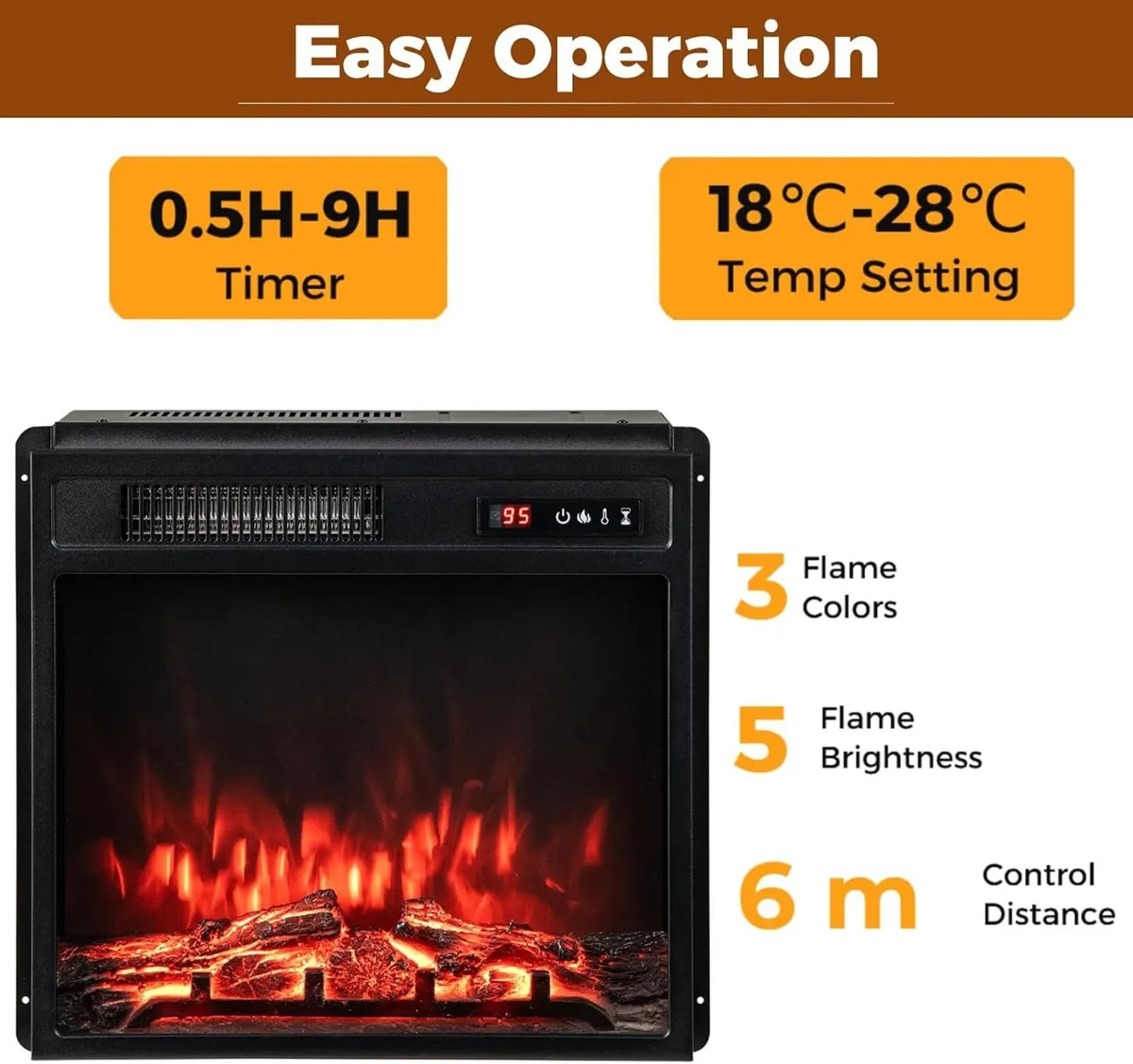 Recessed Electric Fireplace Insert Fire Heater - Image 4