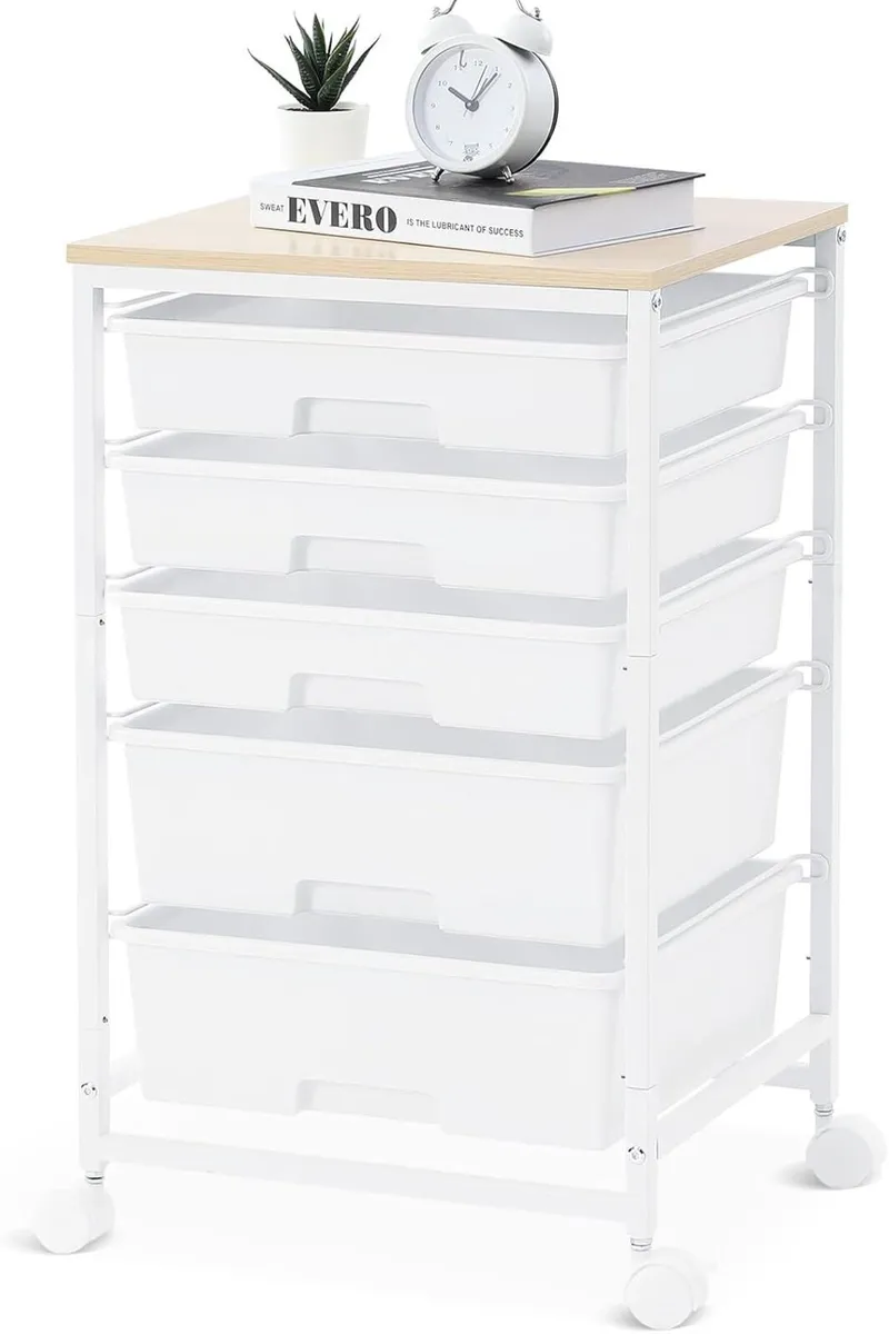 5-Drawer Storage Trolley Rolling Cart - Image 1