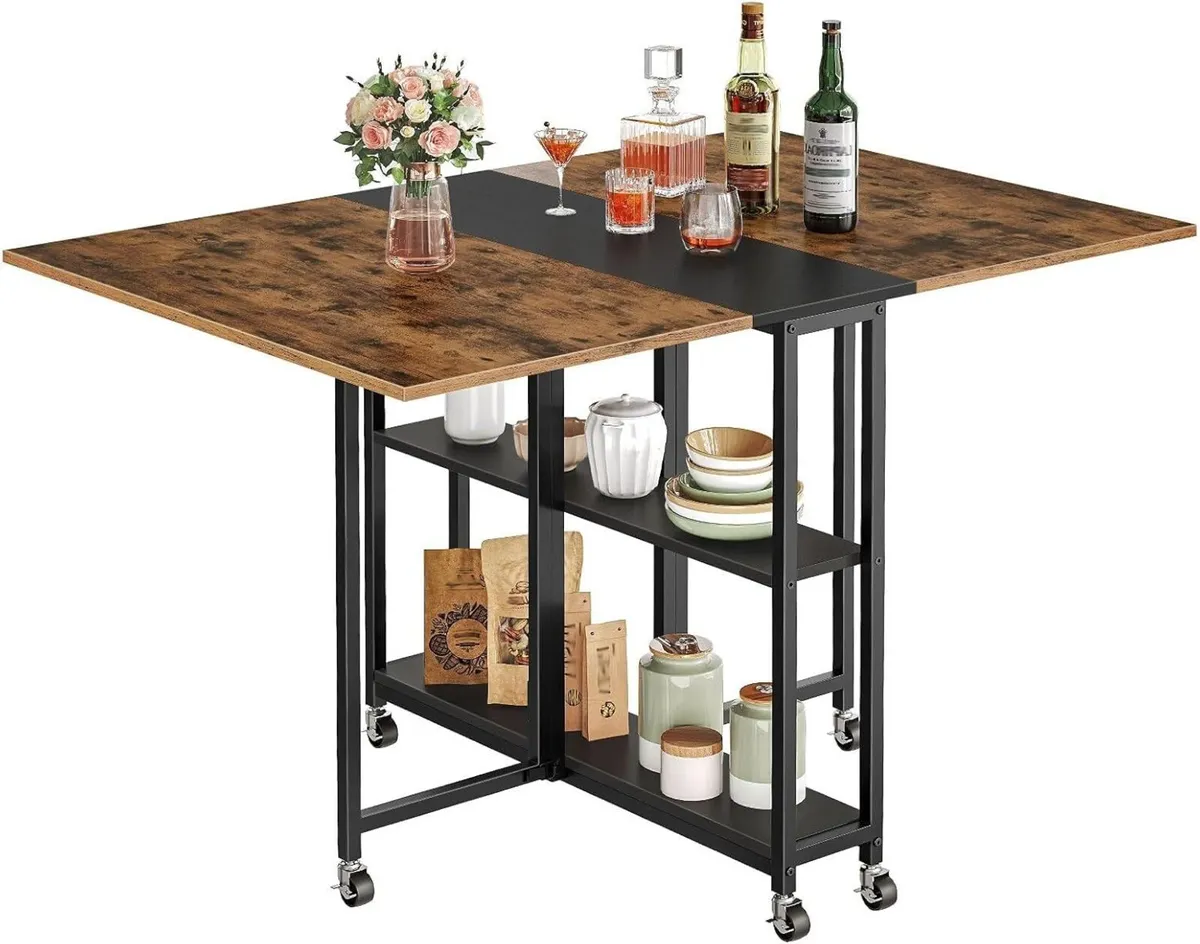Folding Dining Table Movable Expandable Kitchen - Image 1