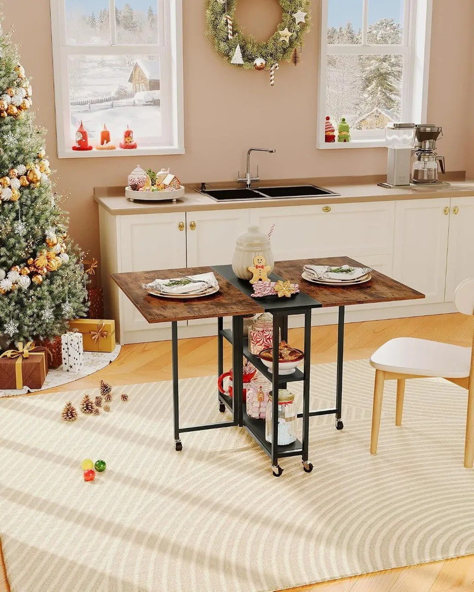 Folding Dining Table Movable Expandable Kitchen - Image 2
