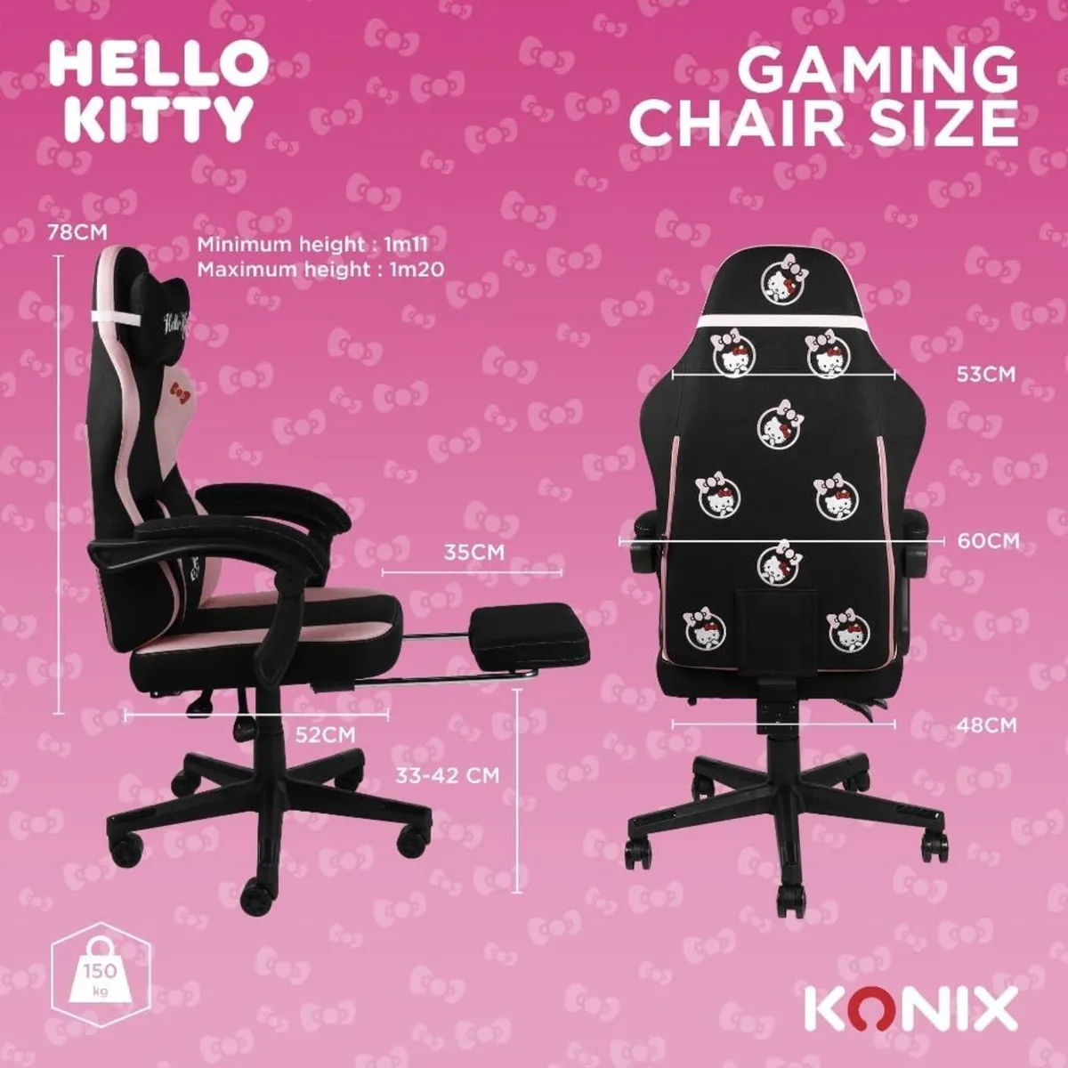 Hello Kitty Gaming Office Chair Seat Tilt Fabric - Image 3