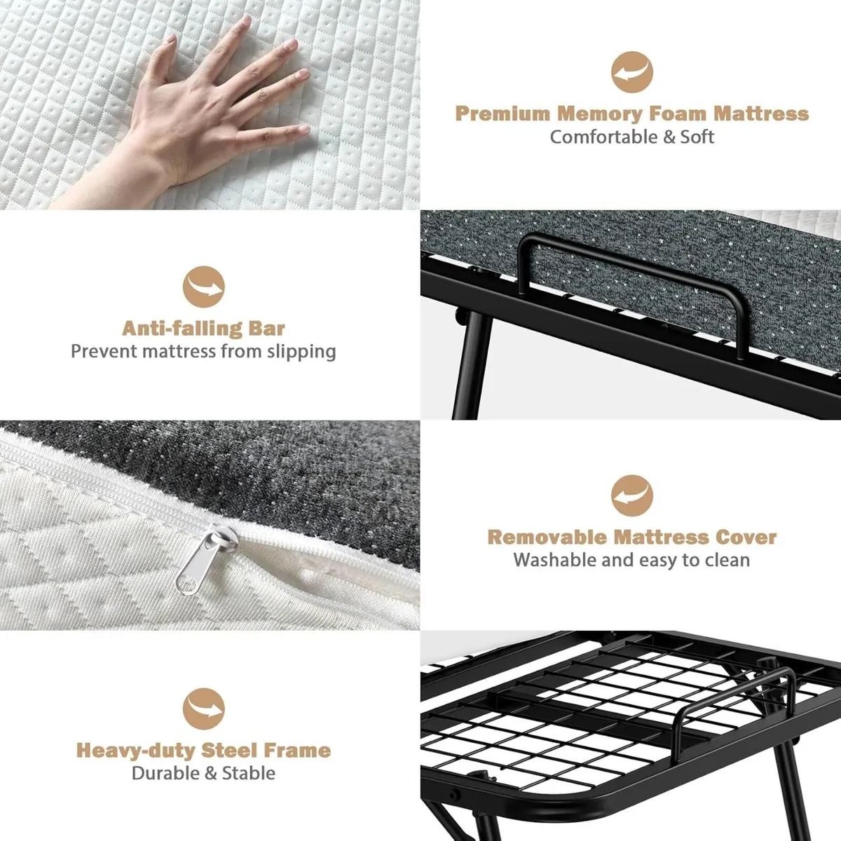 Folding Bed with 12.5CM Thick Luxurious Memory - Image 4