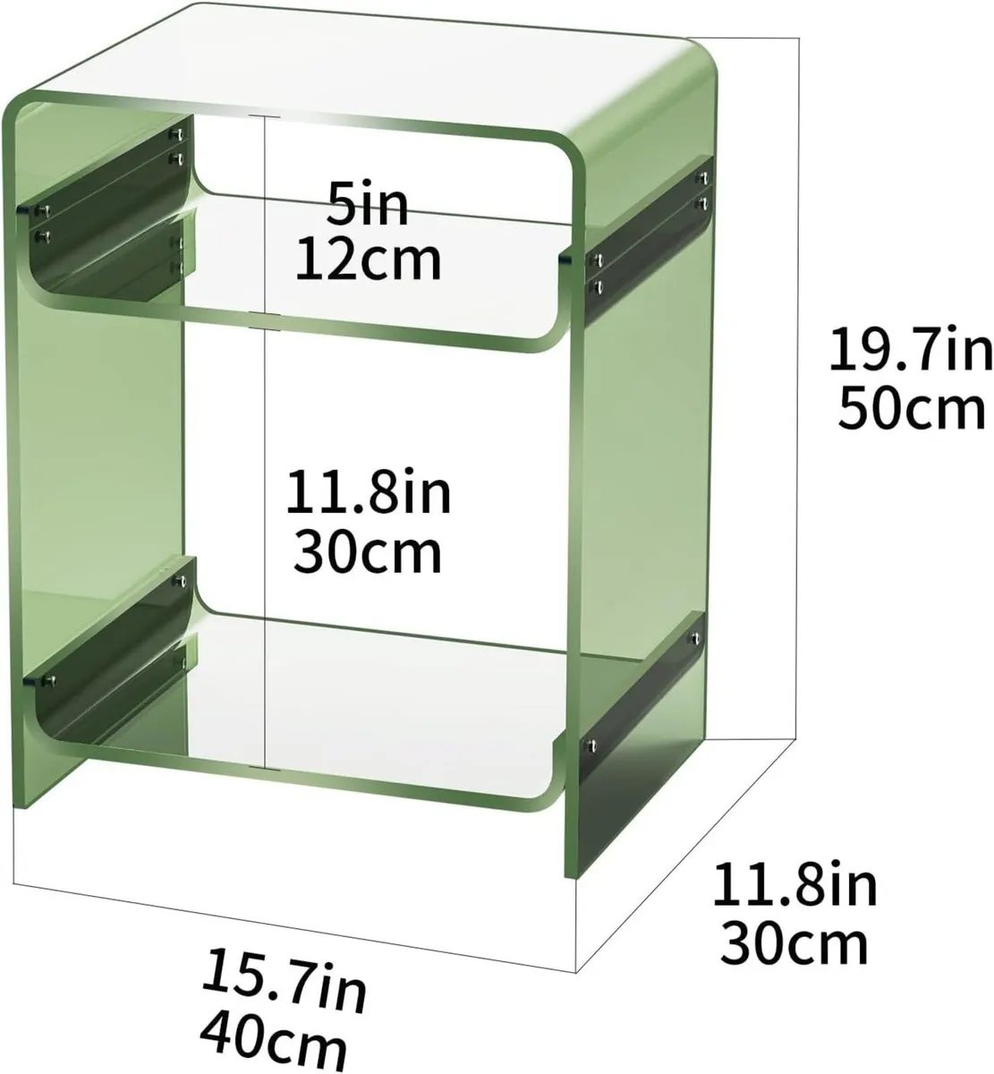 Acrylic End Table with Storage Shelf Clear Side - Image 3