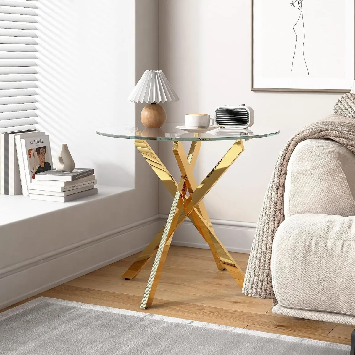 Small Glass End Table with Chrome Legs - Image 1
