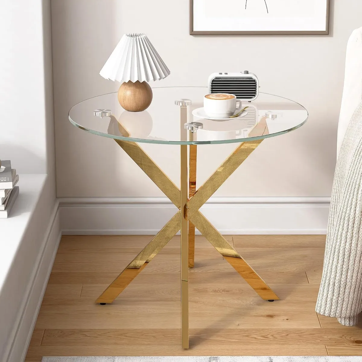 Small Glass End Table with Chrome Legs - Image 3