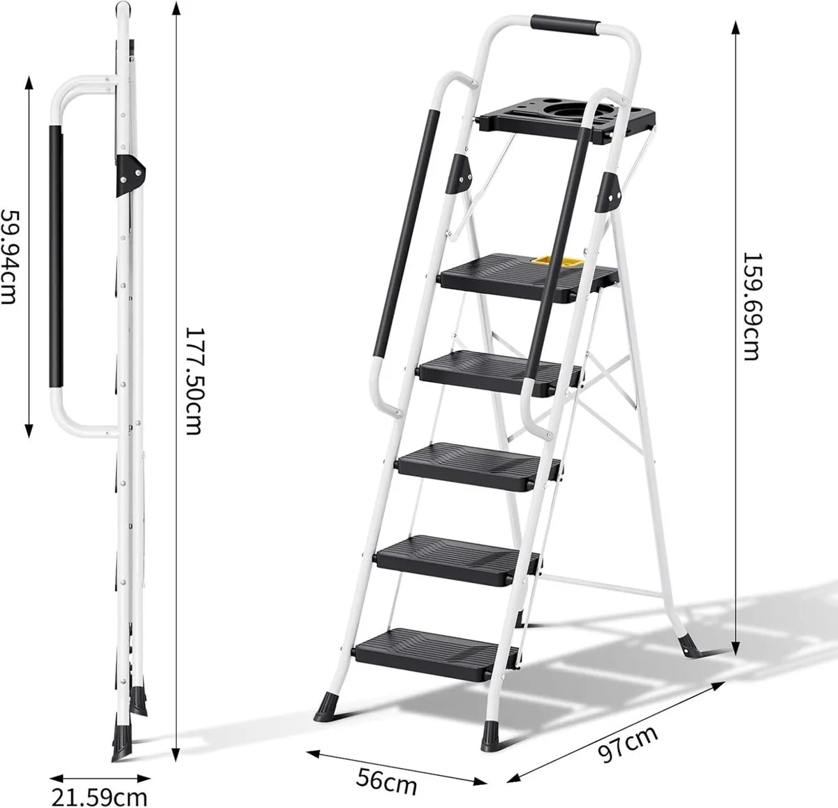 Folding 5-Step Ladder Capacity Step Stool - Image 3