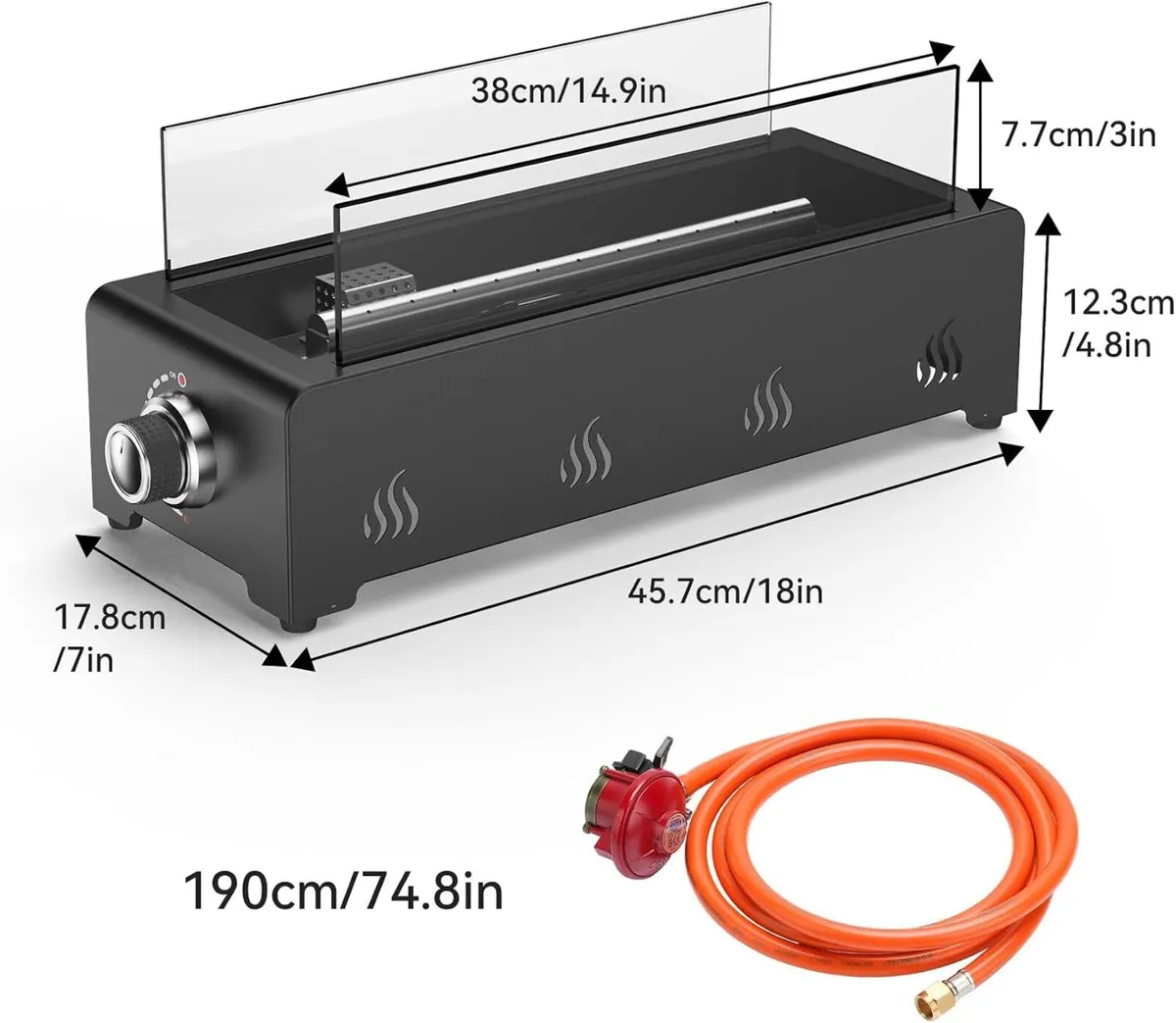 28" Rectangular Tabletop Gas Fire Pit 6.5KW - Image 2