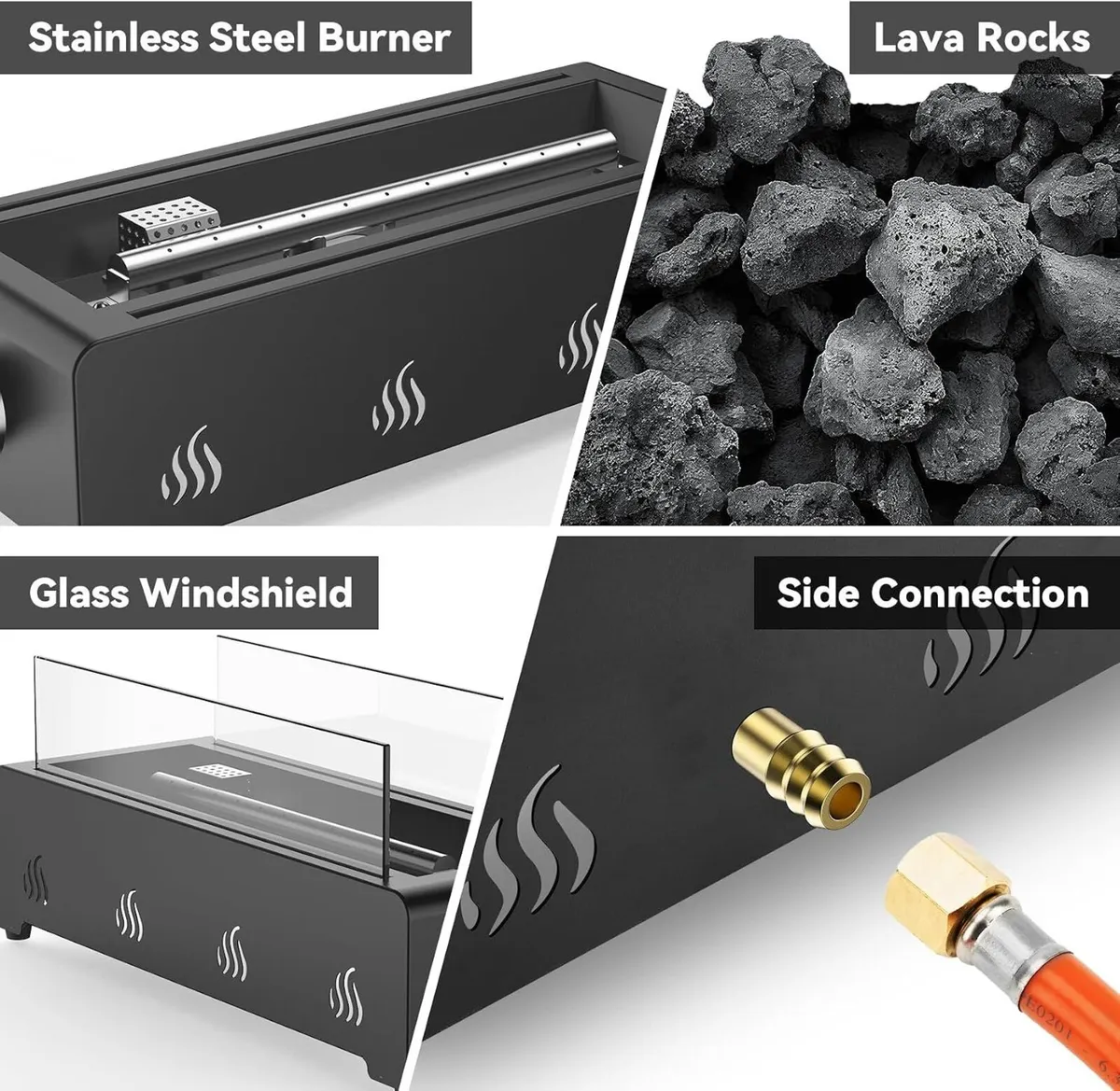 28" Rectangular Tabletop Gas Fire Pit 6.5KW - Image 3