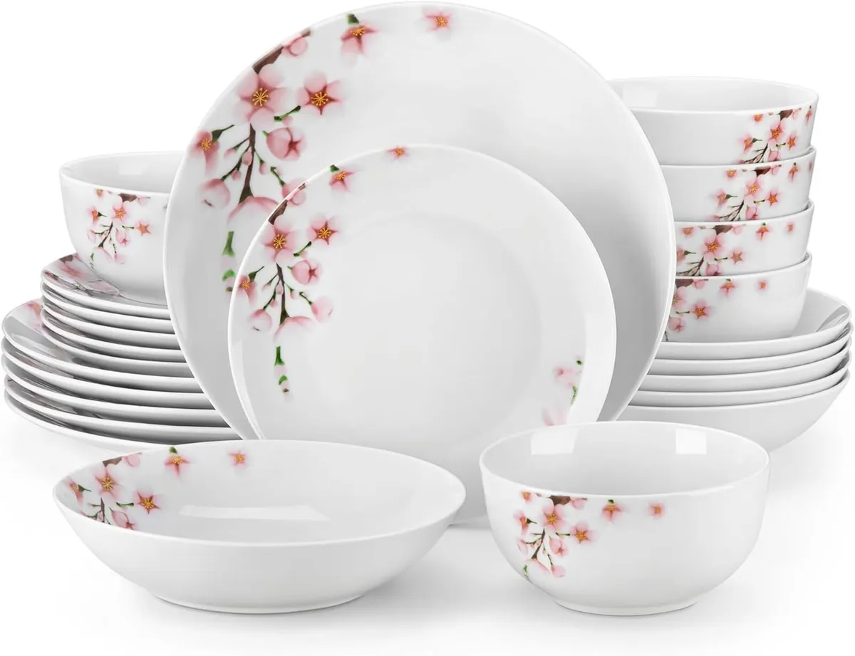 Dinner Sets for 6 People Porcelain Plates - Image 1
