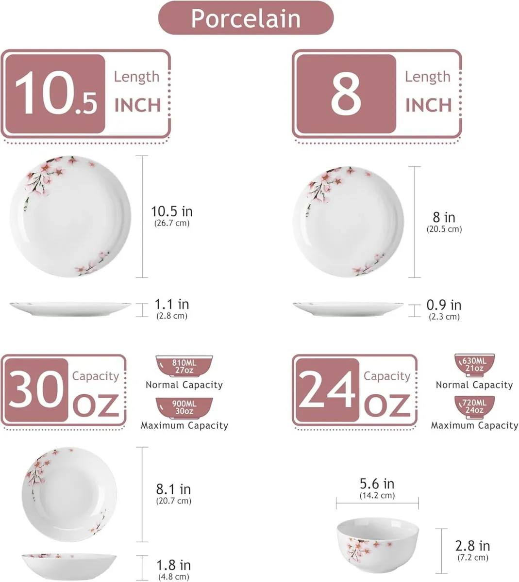 Dinner Sets for 6 People Porcelain Plates - Image 2