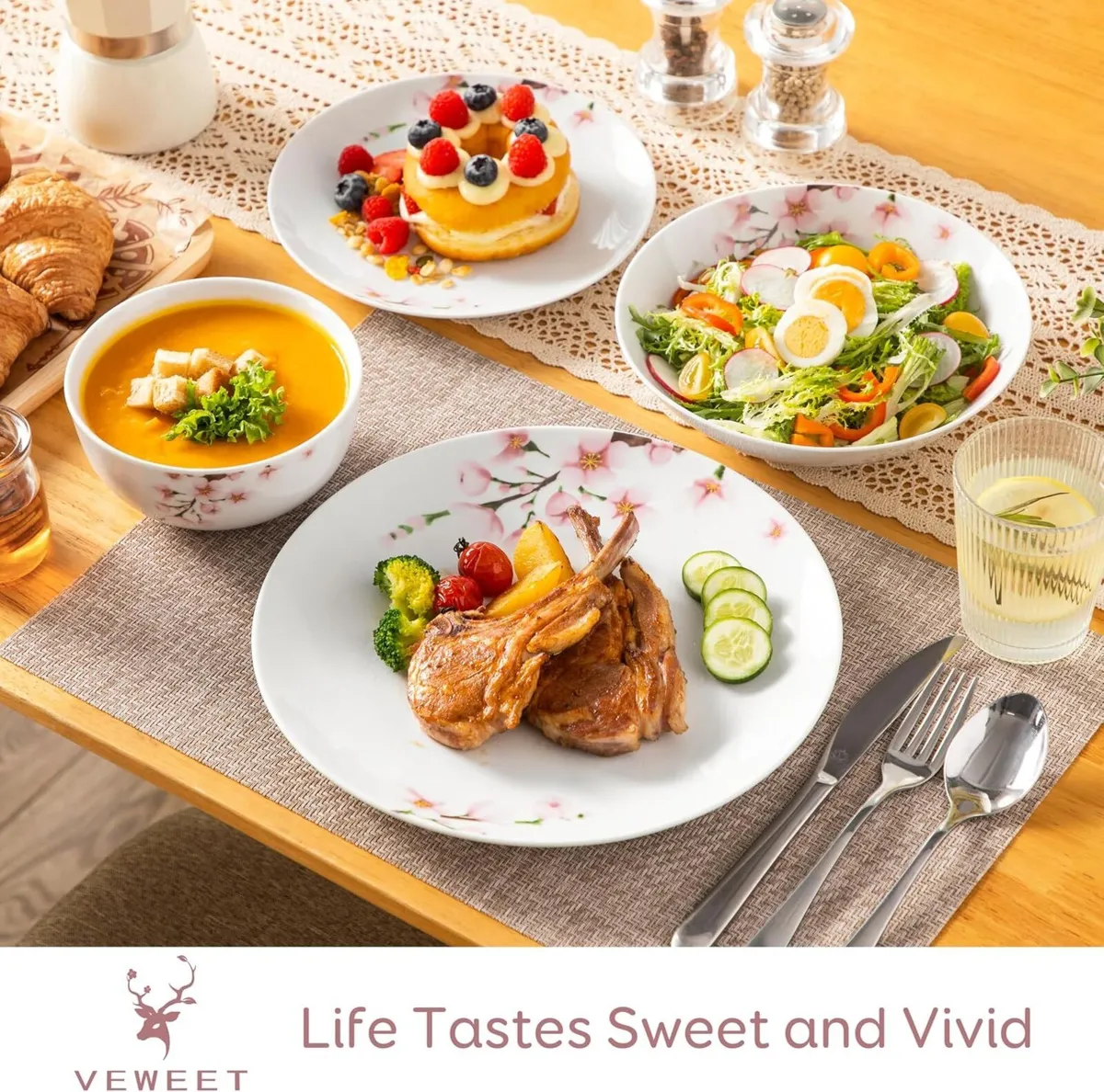 Dinner Sets for 6 People Porcelain Plates - Image 3