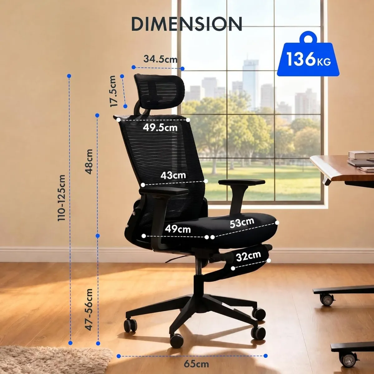 Ergonomic Office Chair with Foldable Backrest - Image 2
