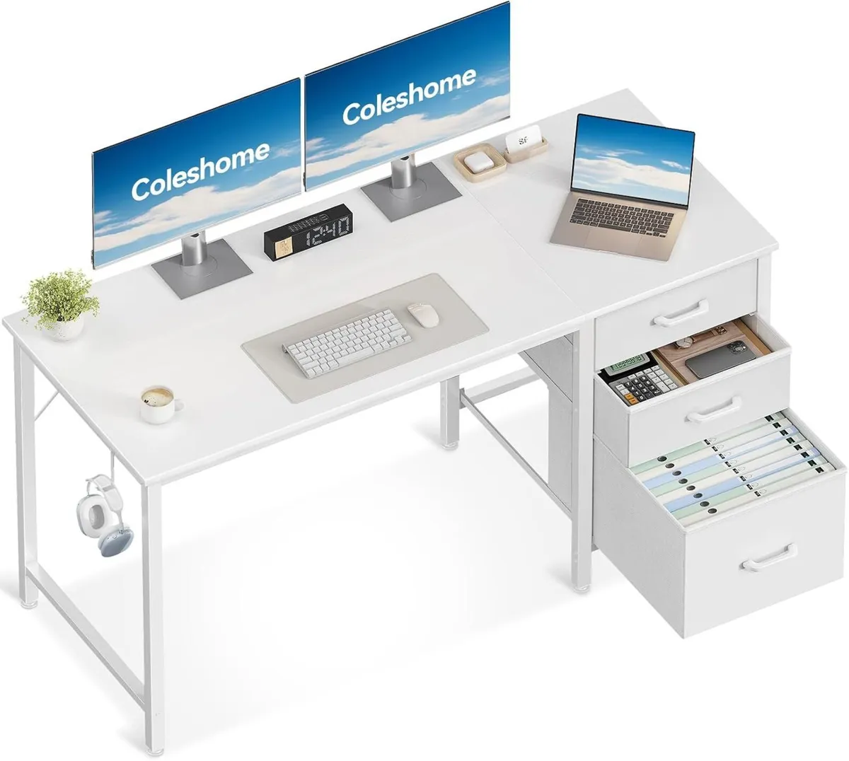 Computer Desk with Drawers Office Storage - Image 1