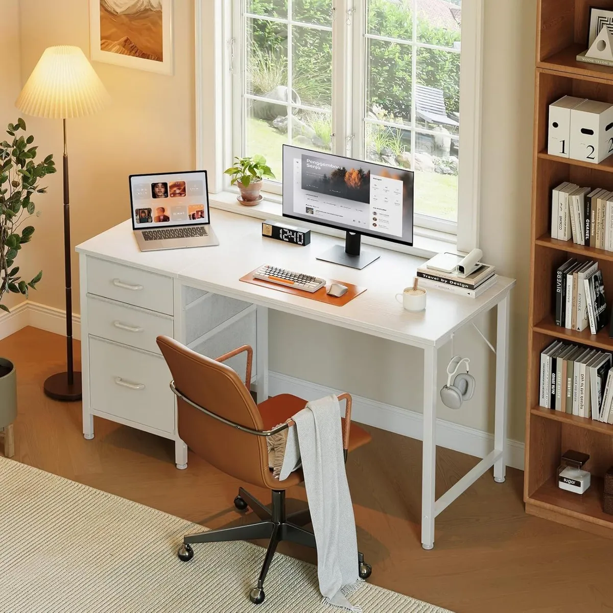 Computer Desk with Drawers Office Storage - Image 2