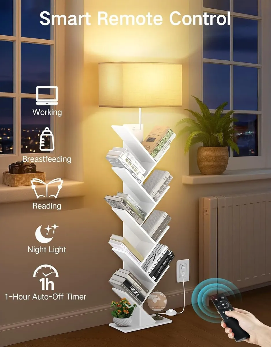 9 Tier Tree Bookshelf with Light Remote Dimmable - Image 3