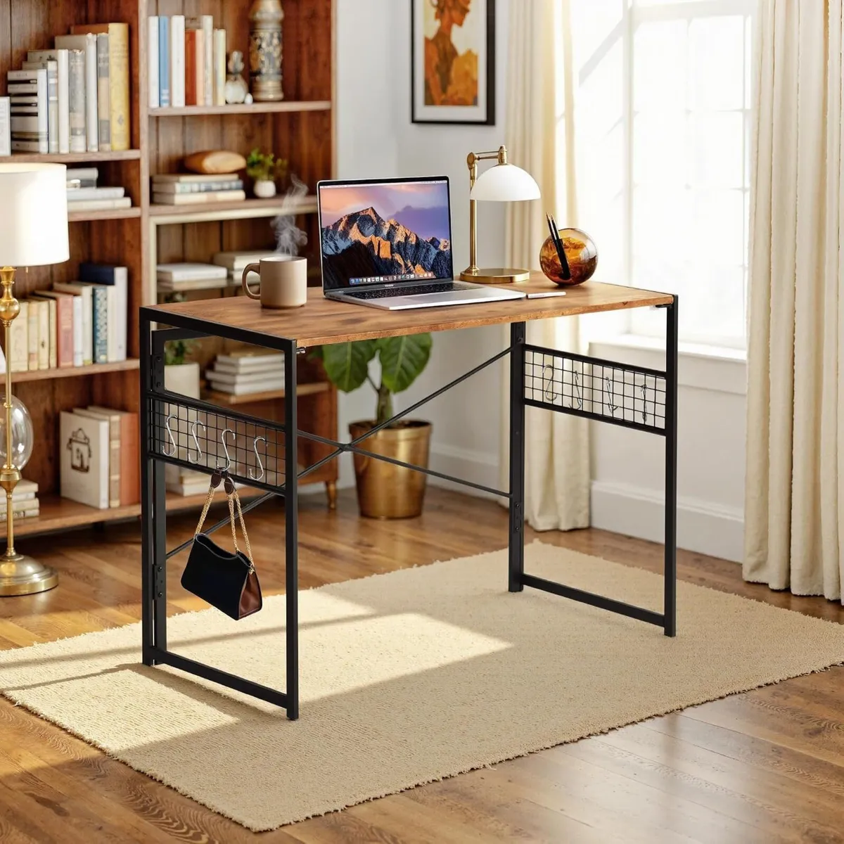 Folding Computer Desk 100x50CM No-Screw Assembly - Image 1